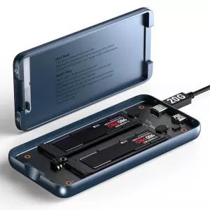 Dual Bay RAID SSD 인클로저: 2280 M2 하드 드라이브 인클로저 클론 모드 0/1 JBOD PCIe NVMe 하드드라이브