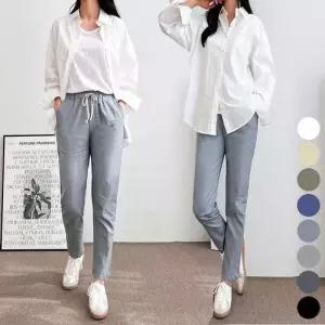 허리 9부 밴딩 바지 편한 세미 마 고무줄 여름 여자 WFLNMAM