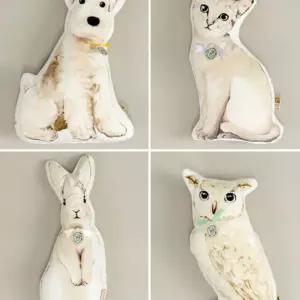 동물쿠션 4종 (솜포함) 상세이미지변경 장식용 인테리어 모형 귀여운 소파 쇼파 선물용 세트