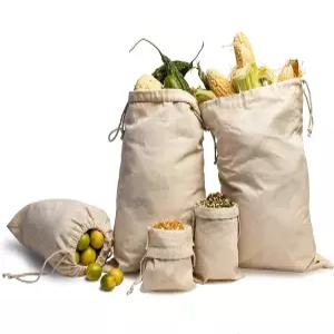 에코무슬린백 3x4인치 천연 면 이중 드로스트링 재사용 가능 농산물 머슬린백 일상적인 사용을 위한 다용도