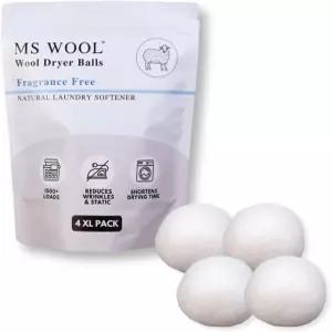 양모 무향 울 건조기 볼4 XL 팩 천연 섬유 유연제 재사용 가능 주름 감소 및 건조 시간 절약 액체 시트의