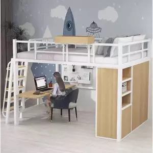 철제 벙커침대 성인 이층침대 수납 책상세트 옷장 일체형 스틸 조립식