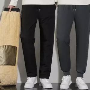 [의류] 자가체온유지열판융밴딩팬츠 방풍 패딩바지 융 스키니팬츠 남성 일자 슬림 면바지 여자청바지