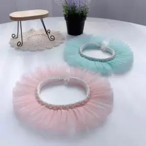 [반려] 강아지 주름 쉬폰 진주 넥카라 1P 고양이 패션 케이프