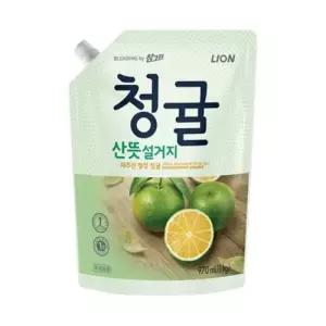 기름기제거 참그린 주방세제 청귤산뜻설거지 리필 1kg 5개 .