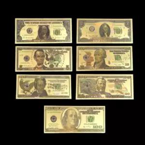 행운의 달러 금박 황금 지폐 2달러 10달러 100달러 7종 가짜 촬영 풍수 개업 선물 소품