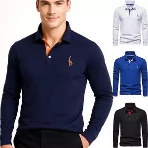 남성 봄가을 GRIAFFE 지라이프 자수 마크로앤 긴팔 카라 티셔츠 솔리드 배색 폴로 캐주얼 티셔츠 6칼라 /4