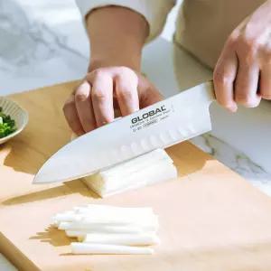 [정품] 글로벌나이프 G-80 산토쿠 나이프 18cm 딤플 들러붙지 않는 칼, 평생AS