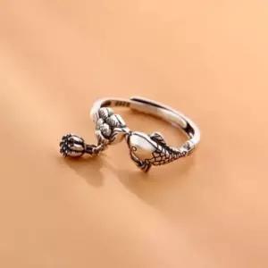 반지 행운반지 연꽃 잉어 연꽃반지 은반지 사이즈조절 (WFK7UDB)