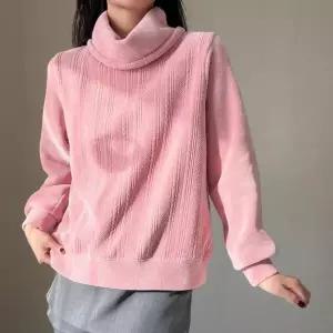 |KST9F53|여성용 분홍색 겨울 골지 터틀넥 자카드 티셔츠