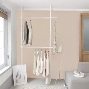 L11402 모노 기둥식 행거 25파이 2단식 자취 드레스룸 옷정리 옷방 스탠드 옷장