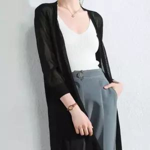 쿨샵 여성 루즈핏 롱가디건 시스루 여리스타일 카디건