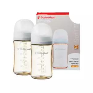 더블하트 아기 수유 젖병 와이트넥 240ml 2개 그레이 BNS