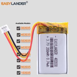 3.7V 250mAh 402035 리튬 폴리머 충전식 배터리 JST 1.25mm-3pin