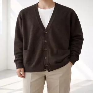 [바쏘옴므]남성 브이넥 간절기 울 니트가디건 WSZ3-WA12-ABR