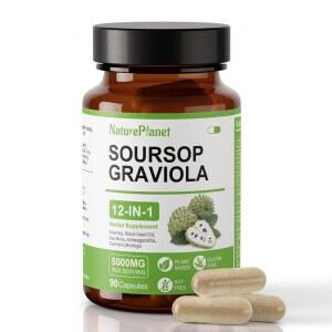 NaturePlanet Soursop Gr iola Capsules with Bla Seed Oil Sea M Ashwagandha Turmeric Moringa 12 in 1