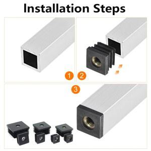 20개 플라스틱 커버 인서트 튜브 플러그 사각 가구 블랭킹 다리용 파이프 M6 M8 너트 엔드