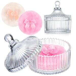 바디 파우더 퍼프 및 용기, 2PCS 3.54인치 1PCS 5.3x3.9 여성용 대형 더스팅