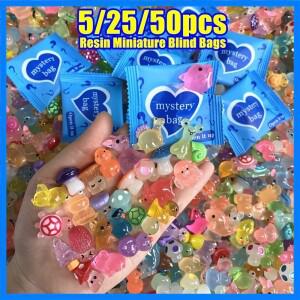 5/25/50pcs 어둠 속에서 빛나는 미니 수지 동물 및 버섯 블라인드 가방 요정 정원 장식 마이크로 풍경 생일