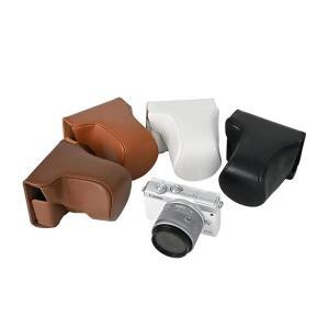 캐논 EOS M200 15-45mm PU 가죽 렌즈 용 카메라 케이스 스트랩이포함 전신 가방 커버