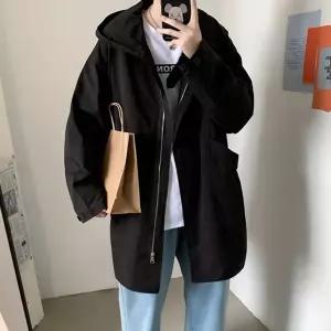 롱기장 야상 점퍼 후드 집업 자켓 여유핏 간절기 심플 EsX9+9MgC