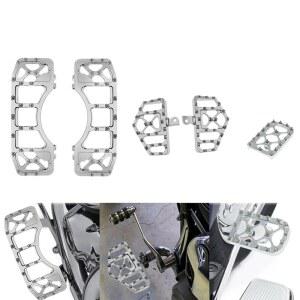 HC모토쿠 모터사이클 플로어보드 세트 운전석 풋보드 앞 뒷발 페그 MX 와이드 오프로드 CNC 브레이크 페달, 할리 투어링 로드 글라이드 스트리트 일렉트라 소프트테일 다이나 크롬 장착