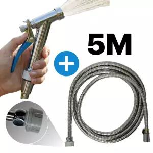 살림몰 아연 분사기 세트 (커넥터 일체형 5M) 물 스텐 호스 베란다 세차 욕실 청소 분사건