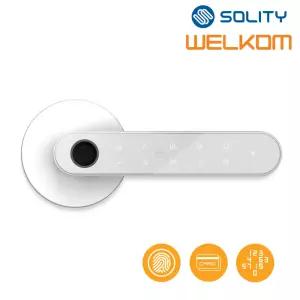 웰콤 ART L30 화이트 목문용 디지털도어락 지문인식 카드키2개 비밀번호 무타공 번호키 방문손잡이 사무실 판넬문 나무문용 비상전원 에티켓기능 음량조절(무음포함) 백세트조절 솔리티