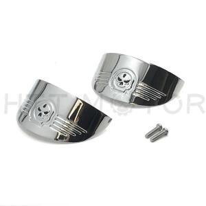 해골 방향 지시등 바이저 블랙 및 크롬 오토바이 부품 할리 데이비슨 86-92 FXRT86-90 FLST88-17 FLHR용