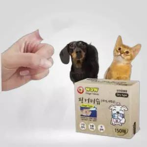 와우반려견 구강청결 손가락 칫솔티슈 150매 치아관리 위생관리 치아건강
