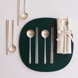 [놋담](강남점)방짜유기 달수저 5인+누빔 수저집 증정