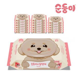 [순둥이] 댕댕이 강아지물티슈 베이직 휴대 캡형 20매 18팩 (cDGB휴18)