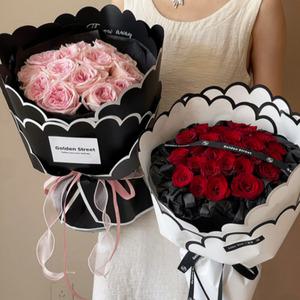 물결 라인 포인트 꽃다발 포장지 10매 세트 플로드지