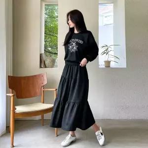 [핑크시슬리] SET/단델리온 맨투맨 캉캉 플레어 스커트세트