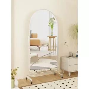 모던 이동식 아치형 전신거울 166x60cm 대형 바퀴달린 거울 카페 매장용 울트라화이트