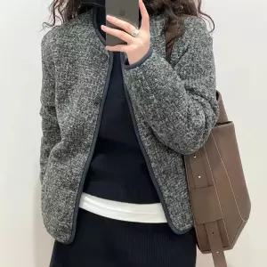 LnD 포근한 로슈 트위드 자켓 여성용 라운드넥 뽀글이 카디건 가디건 후리스