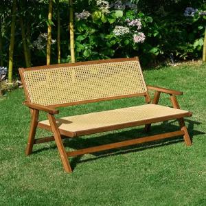 원목 라탄 야외 테라스 피크닉 벤치 앤틱 빈티지 카페 2인용 의자 스트레이트손잡이