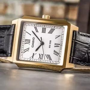 [카시오]탱크 스퀘어 남성 손목시계 사각 로마 로즈골드 명품 디자인 남자 패션 가죽시계