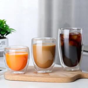 내열성 이중 벽 유리 컵 80-650Ml  커피 워터 투명  Drinkware 머그잔 세트 선물