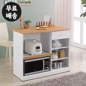 [벤티스가구]아일랜드 홈바 테이블 주방 렌지대 보조 조리대 식탁 렌지대 수납(우드화이트/1000)