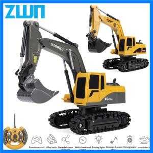 ZWN 2.4G 6/5CH 원격 제어 굴삭기 RC 모델 자동차 장난감 전문 합금 플라스틱 시뮬레이션 건설 차량 아이