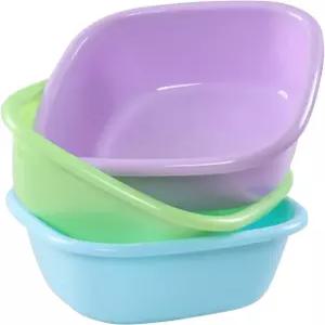 헤스파마 3팩 8쿼트 플라스틱 사각 세면대 컬러풀한 작은 접시 팬 욕조