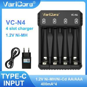 VariCore VC-N4 1.2V AA AAA Ni-MH Ni-Cd - 과충전 방지 기능이 있는 LED 표시기가 있는 400mA 4슬롯 스마