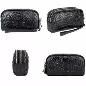 소가죽 대용량 클러치백 지퍼 3칸 가죽 가방 파우치 핸드백 미니 소품 지갑 패션 스타일