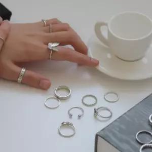 레이어드링 열 손가락 실버 반지 데일리용 심플 실반지 링세트 특별한반지 앤틱악세사리