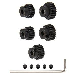5팩 쉐어구 스틸 48P 3.175mm 피니언 기어 세트 18T 19T 20T 21T 22T 장착 3.175mm(1/8인치) 샤프트, Arrma I 교쇼 로시 축 트랙사스 타미야 관련 1/10 RC 카 몬스터 트럭 버기