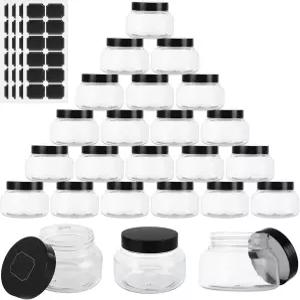 뚜껑이 있는 Acrux7 24팩 8온스 플라스틱 병 투명 바디 스크럽 용기 빈 리필 가능한 설탕 메이크업 버터