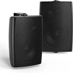 Herdio 4 패시브 실외 스피커 방수 유선 우수한 사운드의 200W 월 마운트 파티오/덱/백야드(페어 블랙)용