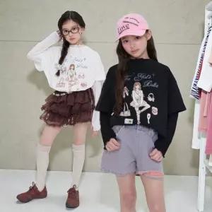 러브비쥬엔젤 발레코어 키즈 주니어 아동 반팔 티셔츠