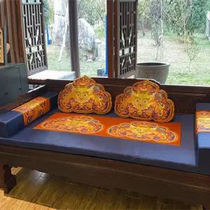 전통 보료 쿠션 원목 의자 전통보료 매트 방석 소파 마호가니 가구 보료세트 차이나